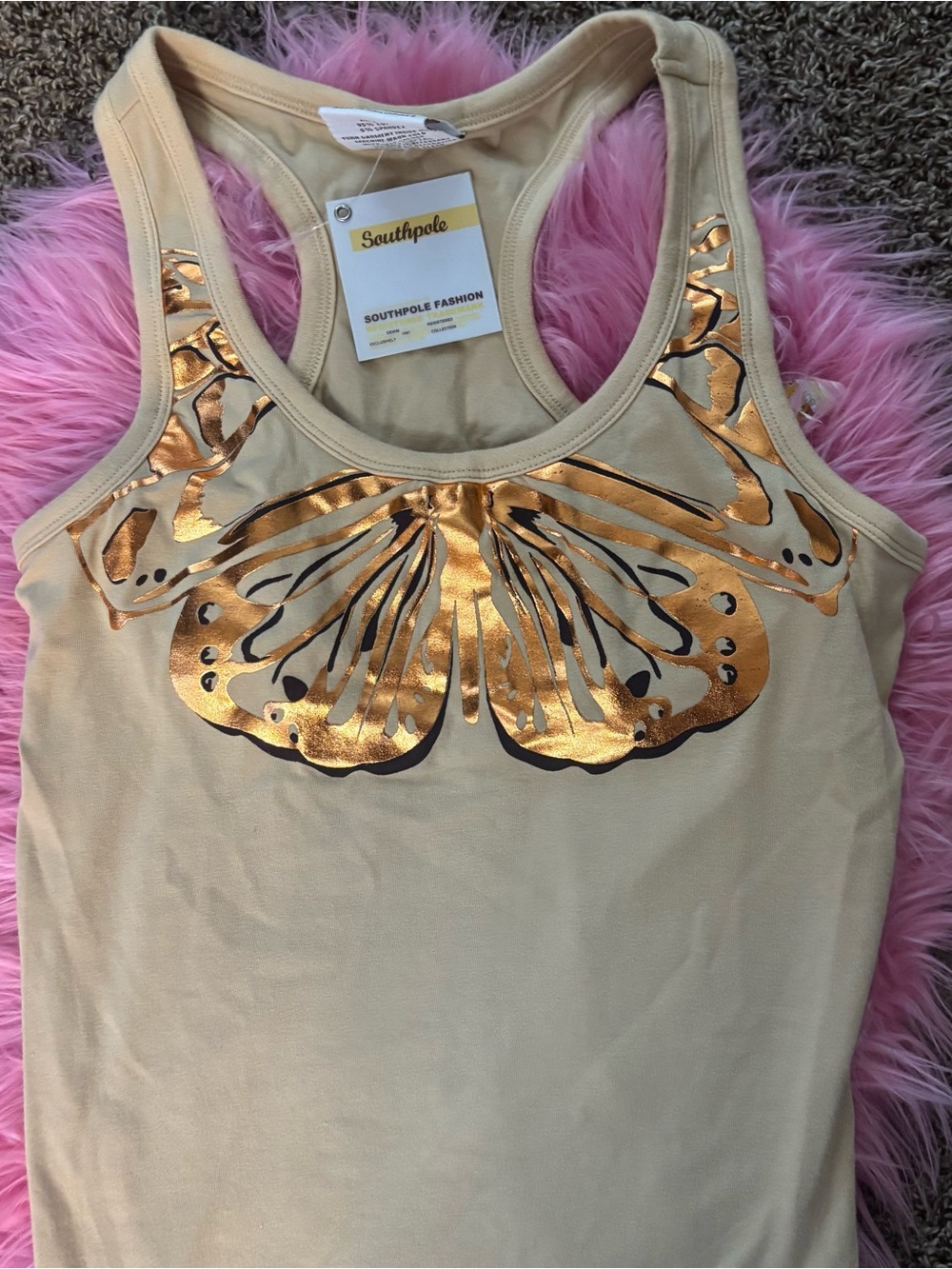 NWT Southpole Metallic Butterfly Racerback Tank Size M